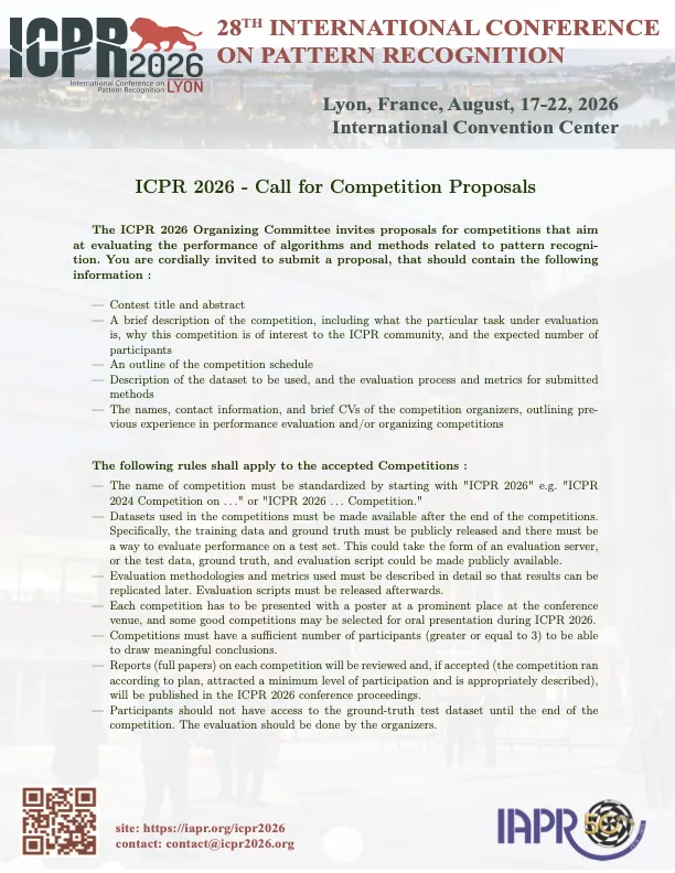 ICPR 2026 Conference flyer Call for competition preview